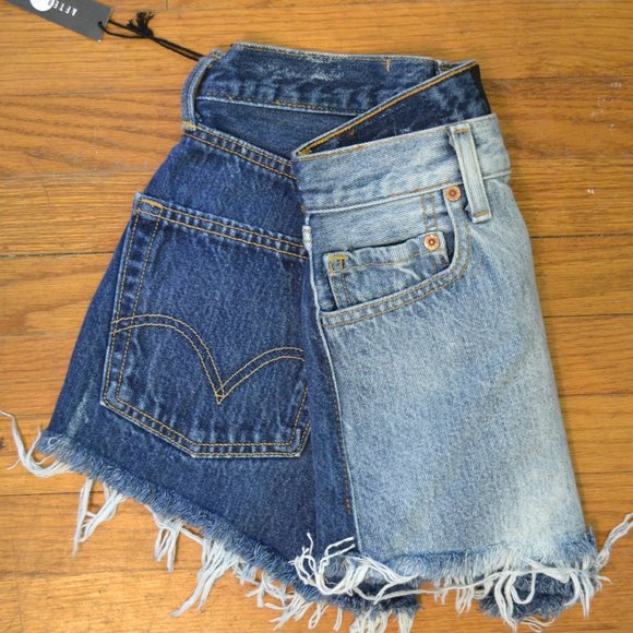 Two Toned Denim Shorts - Picture 4 of 4